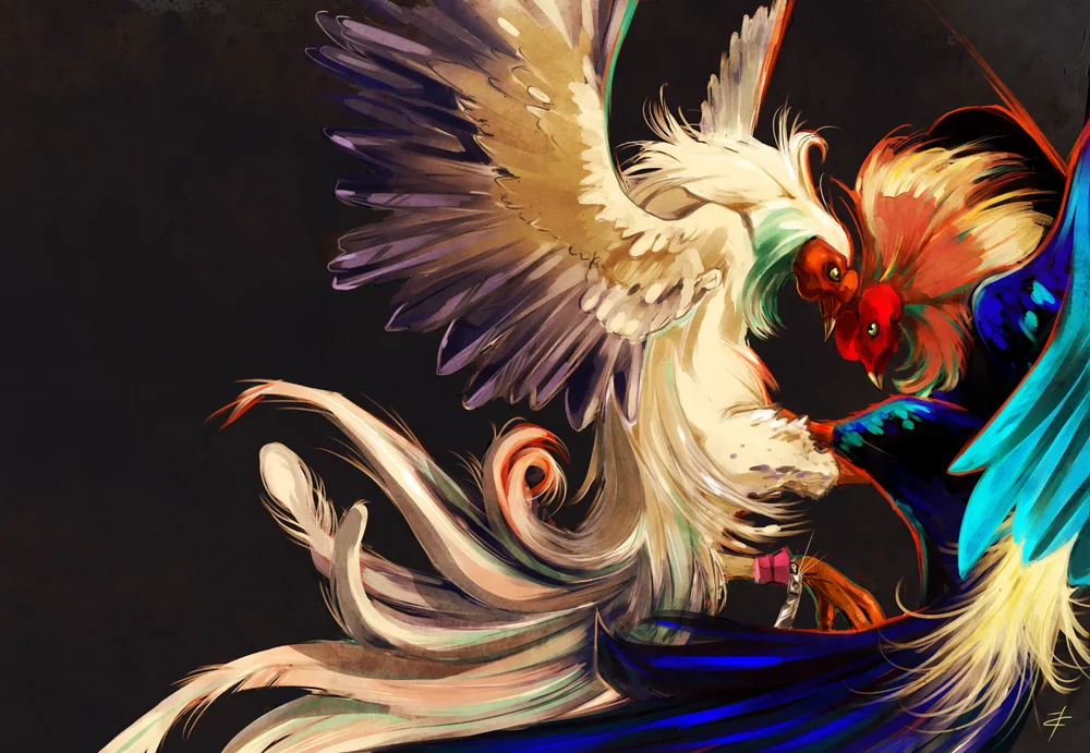 Ilustrasi arena pertandingan ayam dalam permainan digital